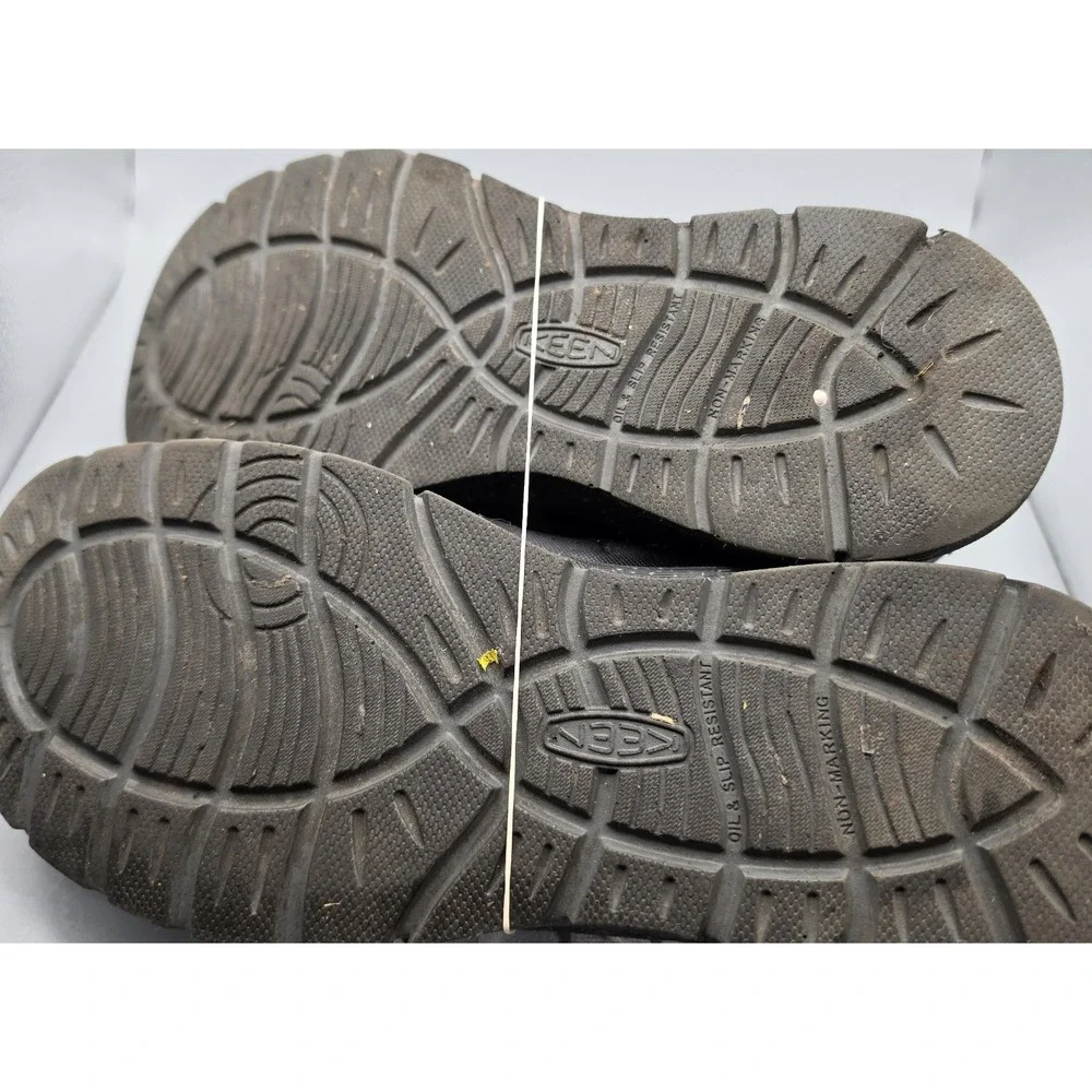 KEEN ASTM F2413-11 Men's 10D Black Safety Work Shoes Slip Resistant Quick Lace